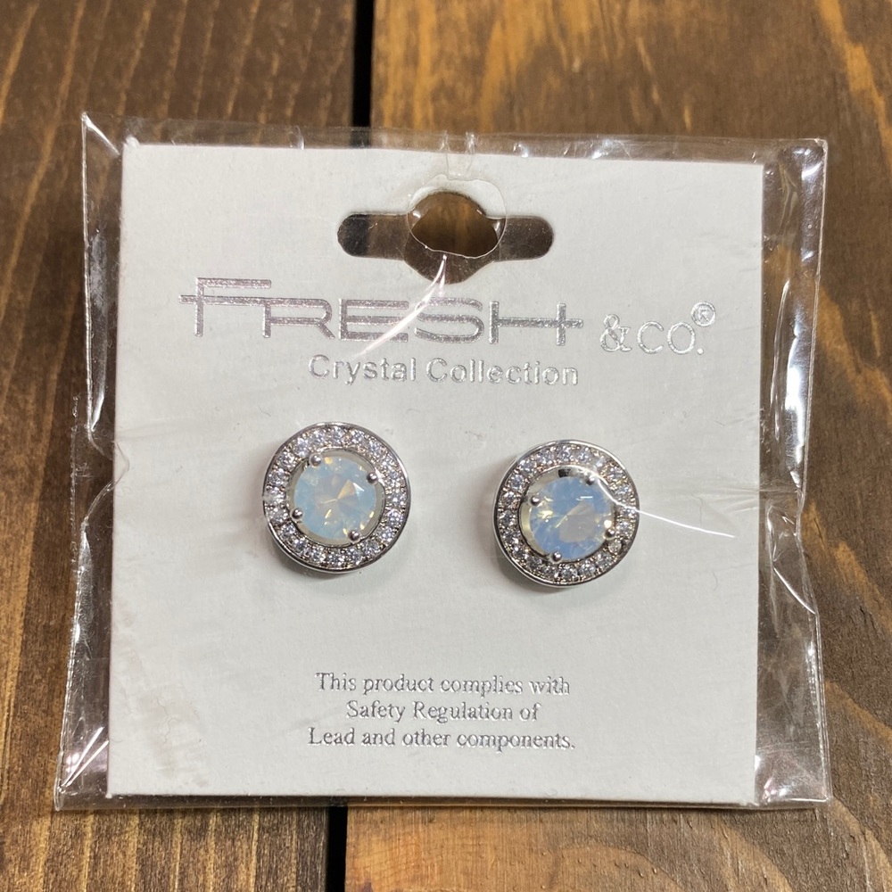 Crystal Collection Silver Tone Stud Earrings NWT - Picture 1 of 5